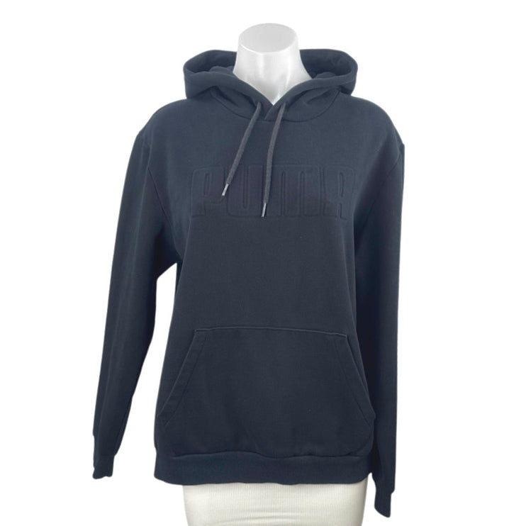 Puma Women's Black Logo Yoga Athletic Activewear Sweater Hoodie Sweatshirt Top M