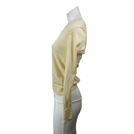 J.Crew Women Yellow Cashmere V Neck Long Sleeve Knit Pullover Sweater Top Size M