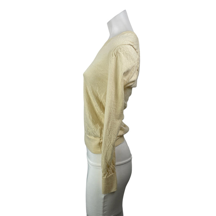 J.Crew Women Yellow Cashmere V Neck Long Sleeve Knit Pullover Sweater Top Size M