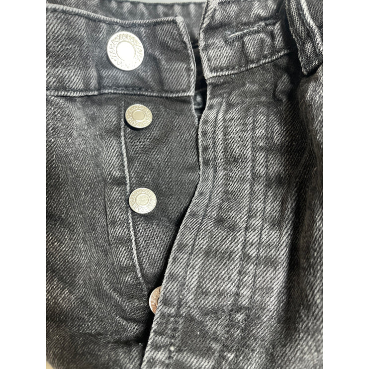 Zara Women's Black High Waisted Button Fly Raw Hem Cut Off Denim Jeans Shorts 8