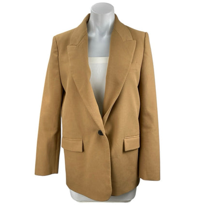 Zara Women's Tan Long Sleeve Peak Lapel Single Button Blazer Coat Jacket Size S