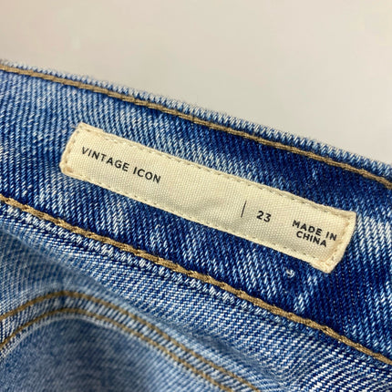 Pacsun Blue Vintage Icon Straight Leg Distressed Cropped Raw Hem Jeans Size 23