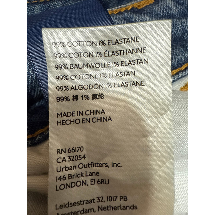 Pilcro Women's Blue Straight Leg High Waist Frayed Raw Hem Denim Jeans Pants 28