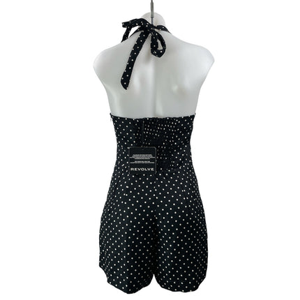 NEW  Faithfull the Brand 100% Linen Sofia Black Polka Halter Jumpsuit Romper 6