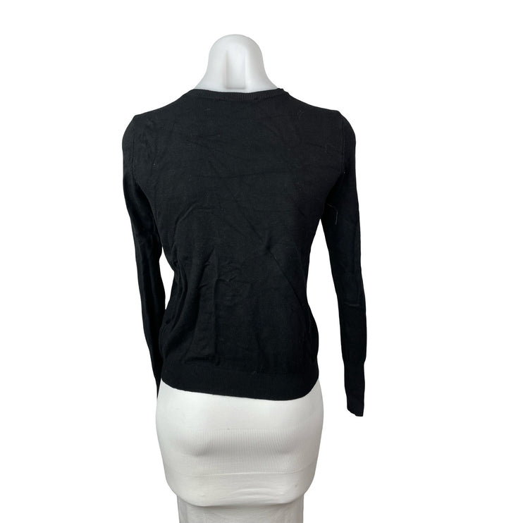 Zara Women's Black Long Sleeve Button Down Crew Neck Cardigan Sweater Top Sz S