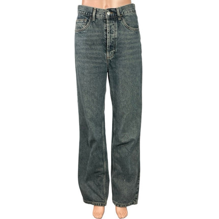 Topshop Women's Blue Washed High Waisted Loose Straight Leg Denim Jeans Size 28