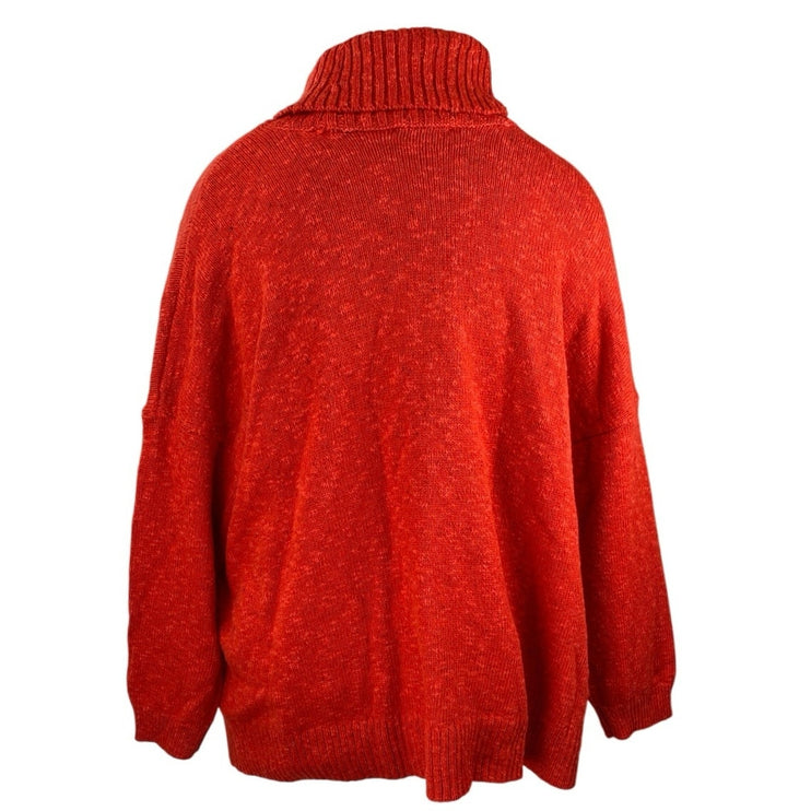 J.Jill Women's Red Turtleneck Long Sleeve Textured Knit Pullover Sweater Top 2X