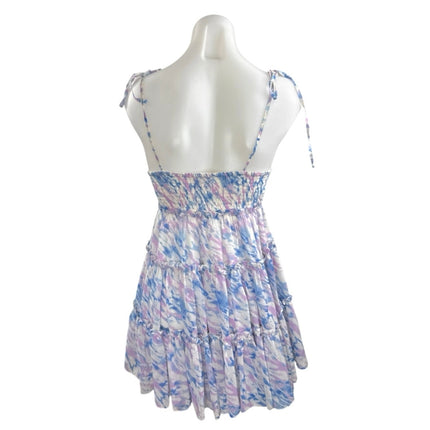 BuddyLove Delilah Abstract Ruffled Tiered Mini Cami Tank Flare A-Line Dress Sz S