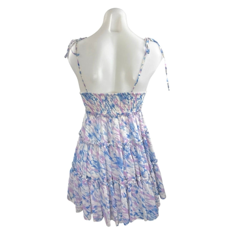 BuddyLove Delilah Abstract Ruffled Tiered Mini Cami Tank Flare A-Line Dress Sz S