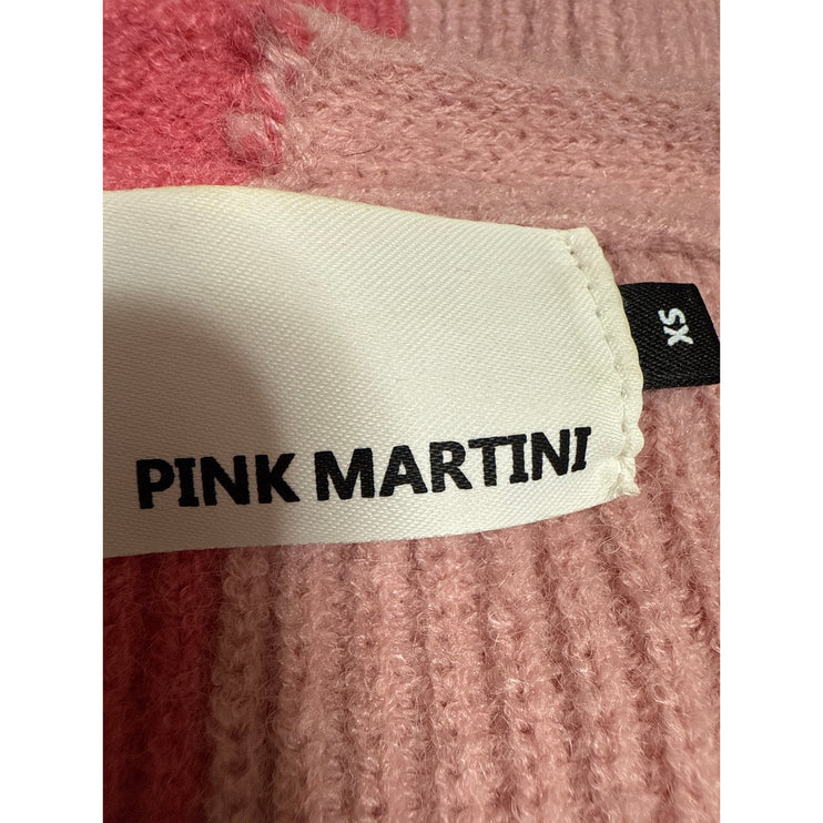 Pink Martini Women's Colorblock Ribbed Knit Button Down Cardigan Sweater Top XS