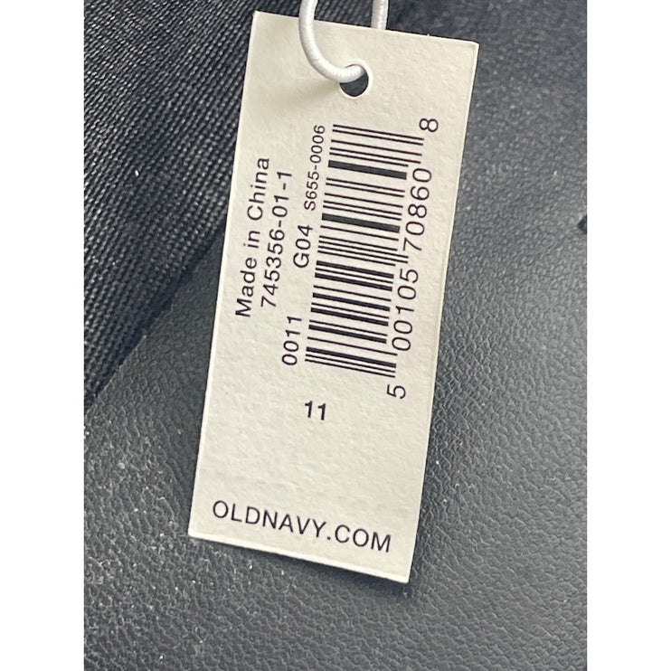 Old Navy Black Faux Leather Crocodile Chain Chunky Platform Loafers Shoes Sz 11