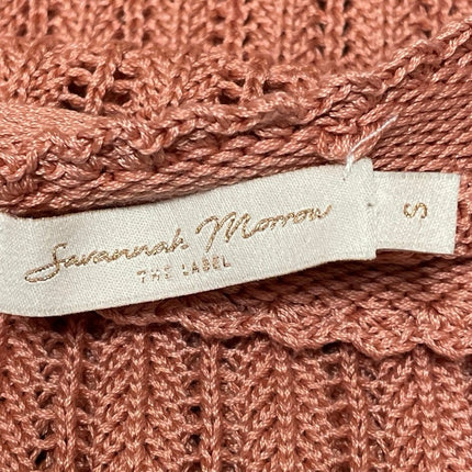 Savannah Morrow Mirana Pink Brown Crochet Knit High Waist Pencil Mini Skirt S