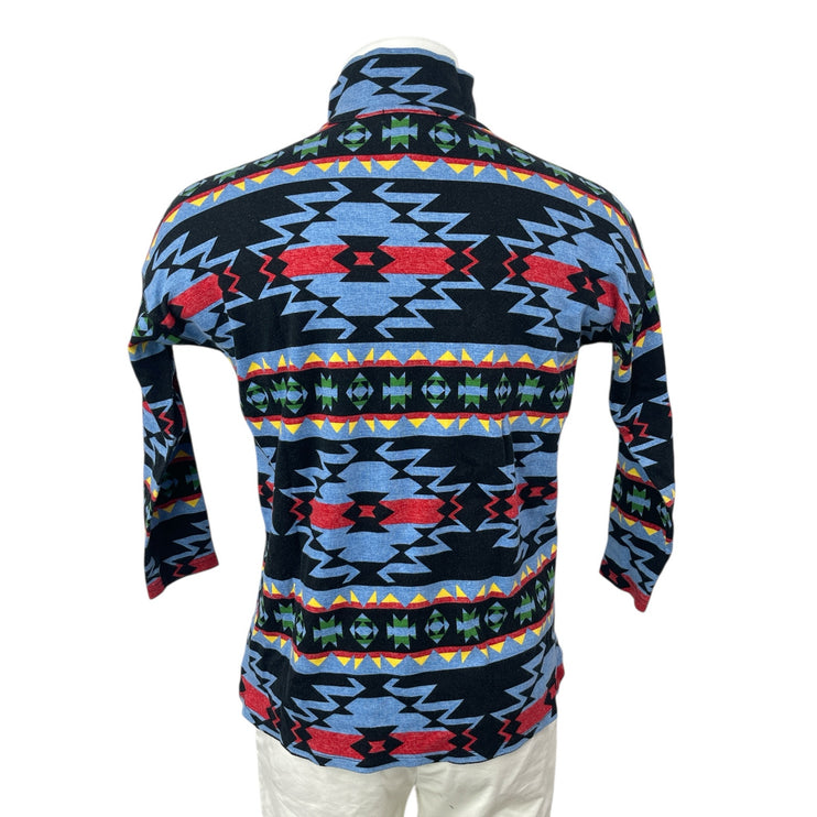 Chaps Sport Men's Blue Aztec Tribal Quarter Zip Long Sleeve Sweater Top Size L