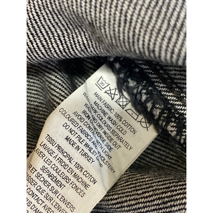 French Connection Black Short Sleeve Full Zip Belted Denim Jean Shirt Dress Sz 2