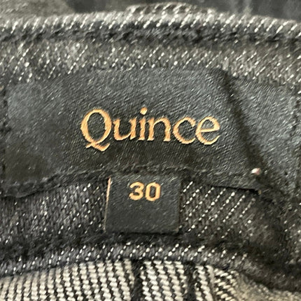 Quince Women's Black Faded  High Waisted Wide Leg Baggy Denim Jeans Pants Sz 30