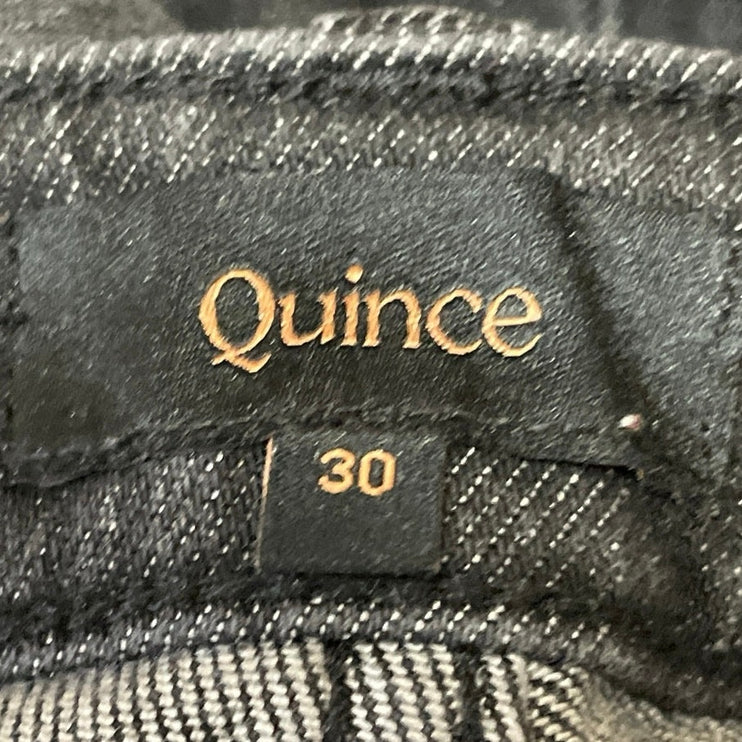 Quince Women's Black Faded  High Waisted Wide Leg Baggy Denim Jeans Pants Sz 30