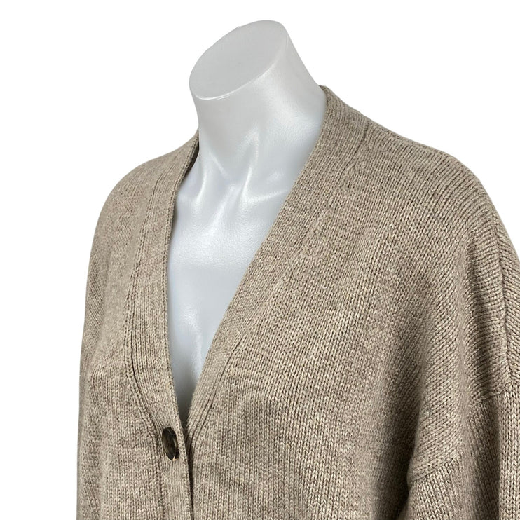 The Drop Brigitte Brown Chunky Long Sleeve Button Down Cardigan Sweater Top Sz M