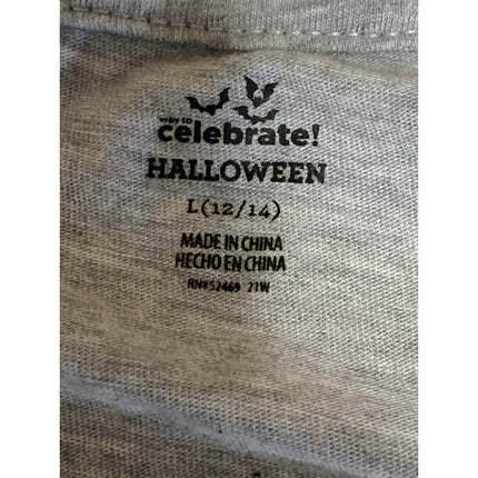 Celebrate! Halloween Gray Skeleton Crew Neck Short Sleeve Tee T-Shirt Top Size L