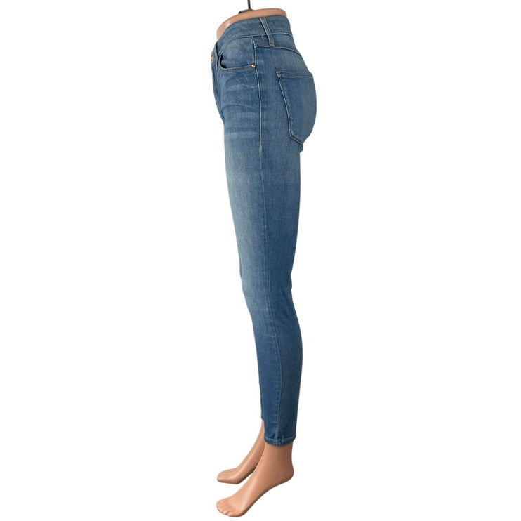 Guess Women's Blue Mid Rise Medium Wash Fitted Slim Skinny Denim Jeans Size S