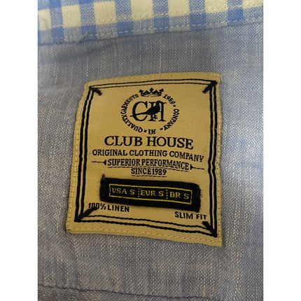Club House 100% Linen Women's Collar V Neck Long Sleeve Button Down Shirt Top S
