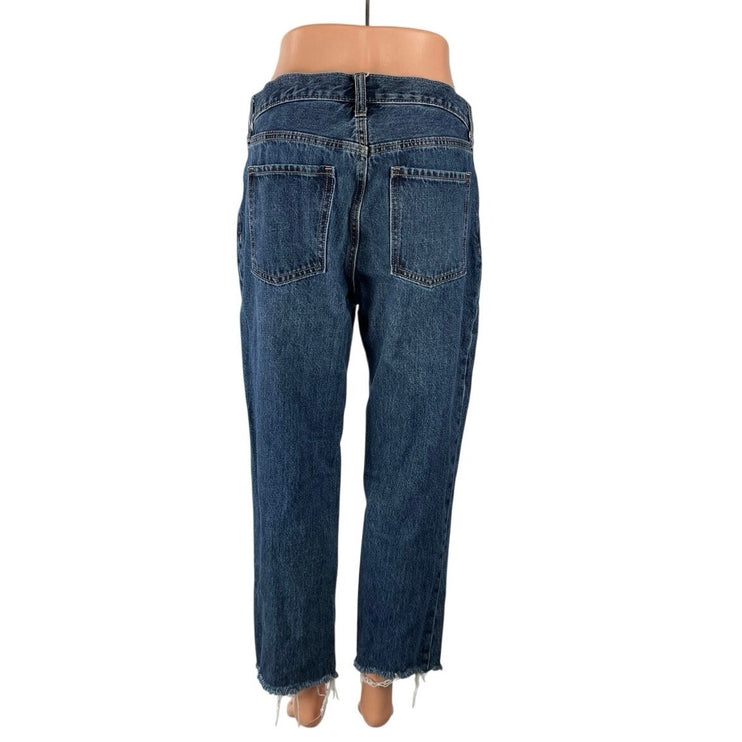 Old Navy Distressed Raw Frayed Hem Straight Dad Boyfriend Denim Jeans Pants Sz 6