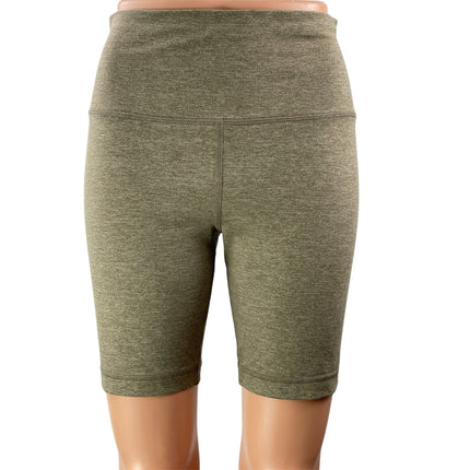 Quince Womens Heather Olive Green High Rise Activewear Athletic Bike Shorts Sz M