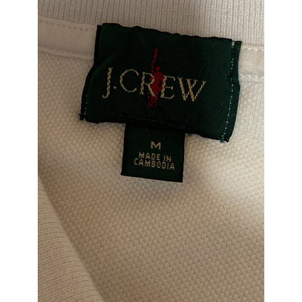 J. Crew Men's White Striped Collared Short Sleeve Golf Polo Shirt Top Size M