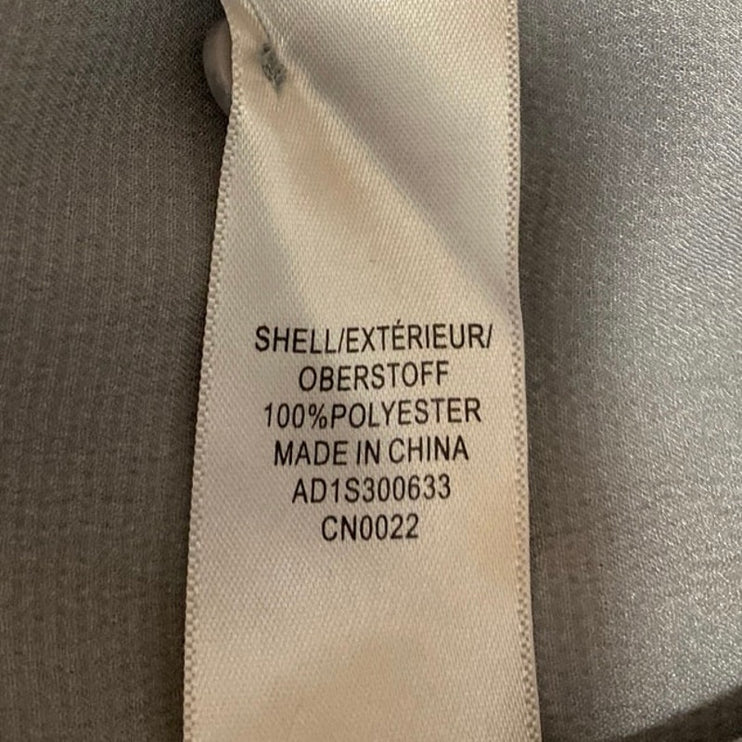 Adrianna Papell Silver Silk Satin Long Sleeve Bow Tie Neck Blouse Shirt Top Sz L