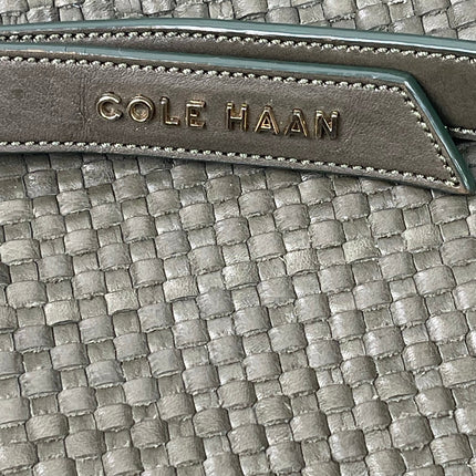 Cole Haan Bethany Green Weave Leather Zip Shoulder Tote Bag Handbag Large OS