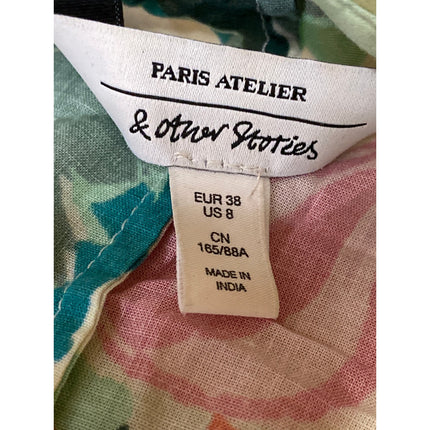 & Other Stories Green Tropical Hawaiian Bahama Button Down Shirt Tunic Dress 8