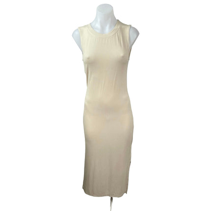 WeWoreWhat Cream Ribbed Knit Slit Sleeveless Tank Sweater Midi Dress Size M