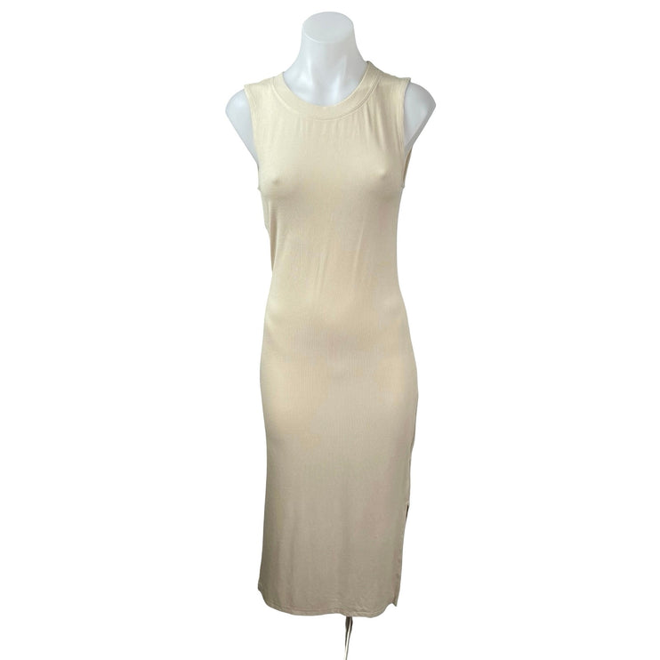 WeWoreWhat Cream Ribbed Knit Slit Sleeveless Tank Sweater Midi Dress Size M