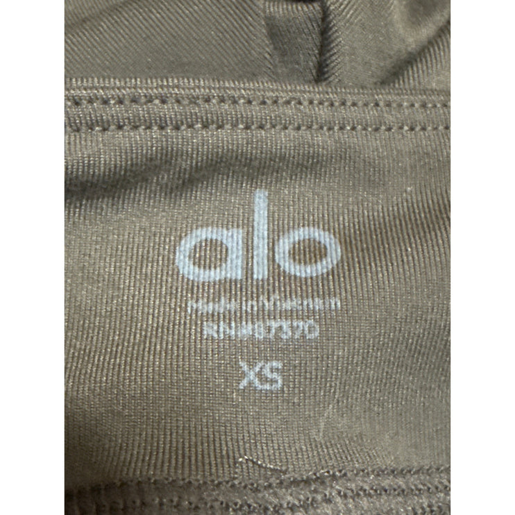 Alo Yoga Airbrush Women's Brown Front Slit Flare Athletic Leggings Pants Size XS