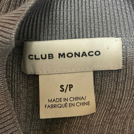 Club Monaco Gray Long Sleeve Crew Neck Ribbed Knit Midi Bodycon Sweater Dress S