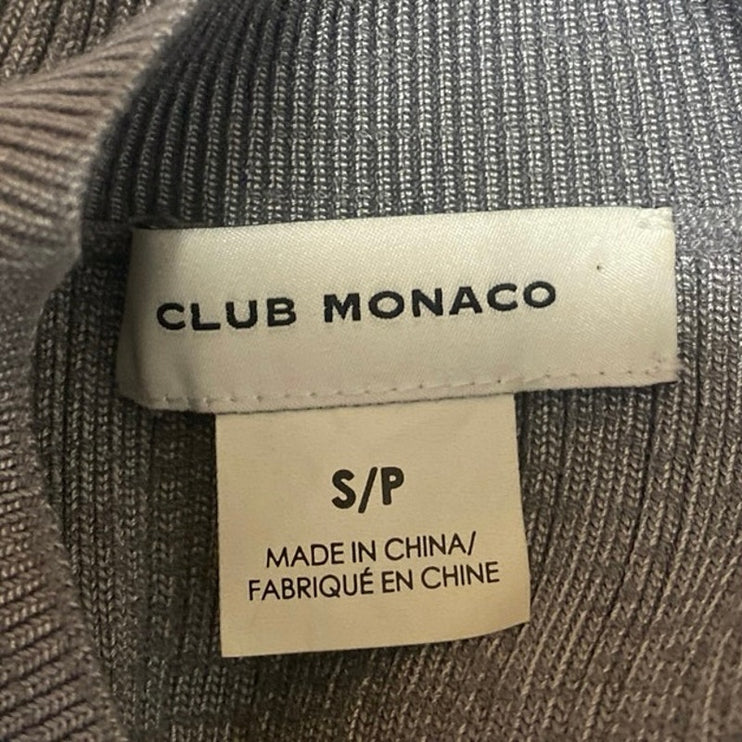 Club Monaco Gray Long Sleeve Crew Neck Ribbed Knit Midi Bodycon Sweater Dress S
