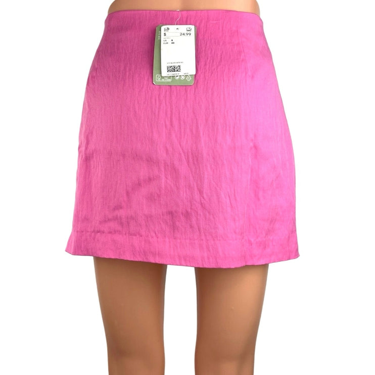 H&M Womens Pink Solid High Waisted Side Zipper Straight Pencil Mini Skirt Size 8