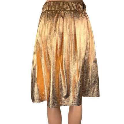Anthropologie Moulinette Soeurs Gold Metallic High Waisted A Line Mini Skirt XS