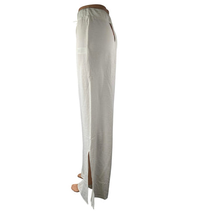 NEW The Frolic White Slit Drawstring High Rise Wide Leg Beach Pants Size XS