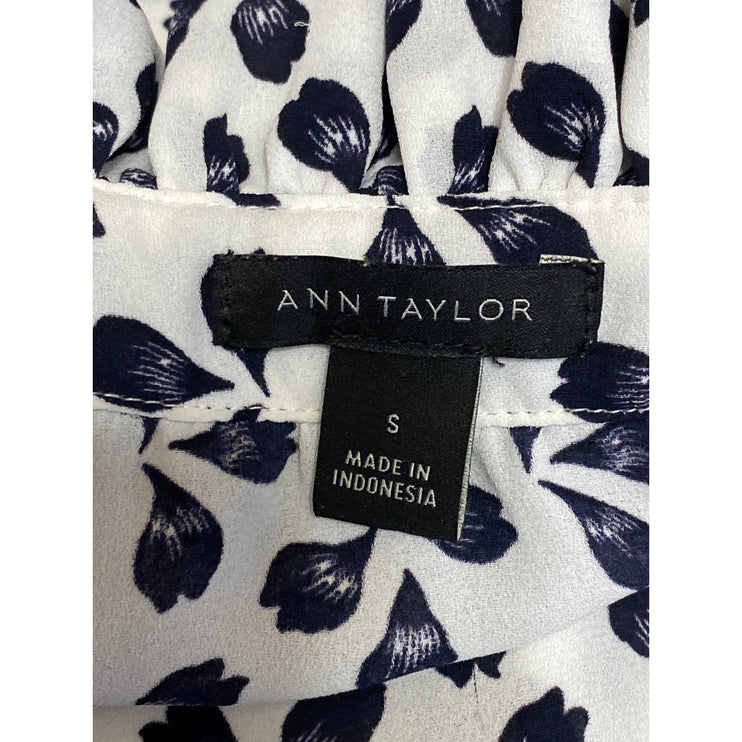 Ann Taylor Women's Floral Collared Long Sleeve Button Down Shirt Blouse Top Sz S