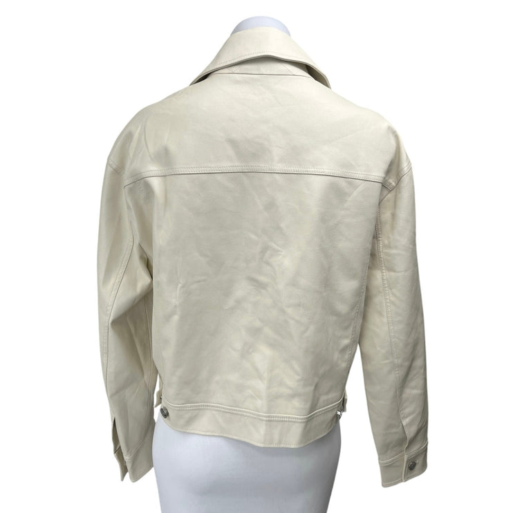 Aritzia Wilfred Gaze Women's Beige Faux Vegan Leather Button Down Coat Jacket S