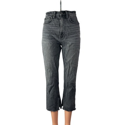 Abercrombie & Fitch The Ankle Straight Ultra High Rise Black Crop Denim Jeans 25