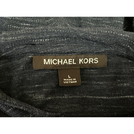 Michael Kors Women's Heather Blue Drawstring Hoodie Hooded Sweatshirt Top Size L
