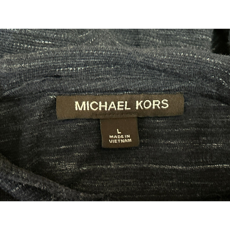 Michael Kors Women's Heather Blue Drawstring Hoodie Hooded Sweatshirt Top Size L