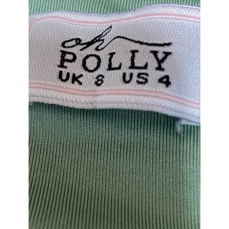 Oh Polly Green Cutout Long Sleeve Scop Neck Tie Off The Shoulder Crop Top Size 4
