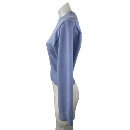 Zara Women's Blue Long Sleeve Crew Neck Crop Sweatshirt Sweater Top Size L