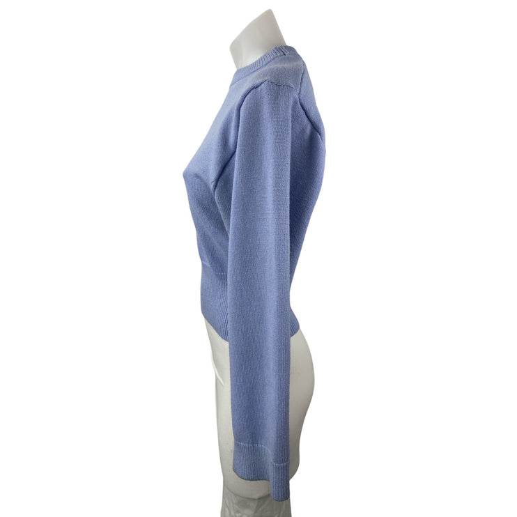 Zara Women's Blue Long Sleeve Crew Neck Crop Sweatshirt Sweater Top Size L