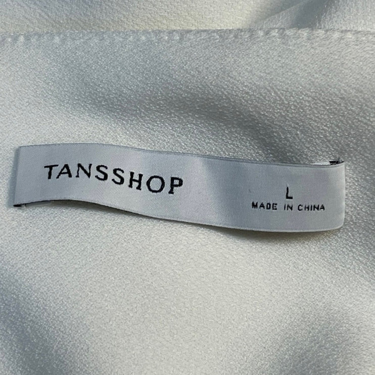 Tansshop White Sleeveless Boat Neck Ruched Tank Cami A Line Midi Dress Size L