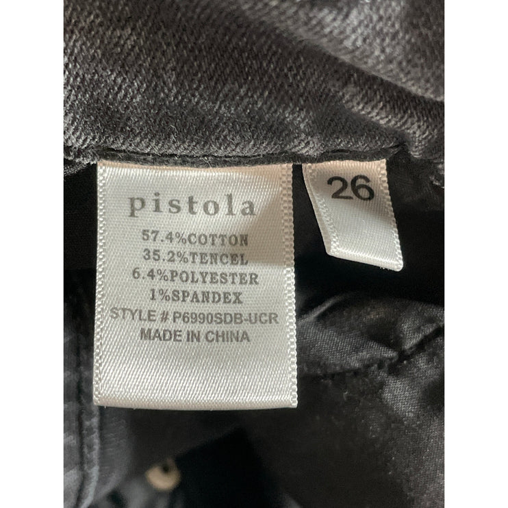 Pistola Women's Gray Front Slit Hem High Rise Ankle Skinny Denim Jeans Pants 26