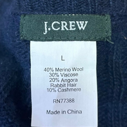 J.Crew Men's Blue Wool Cashmere Rabbit Hair Cable Knit Long Sleeve Sweater Top L