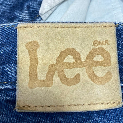 Lee Women's Blue High Waisted Medium wash Frayed Raw Hem Denim Jeans Shorts Sz M